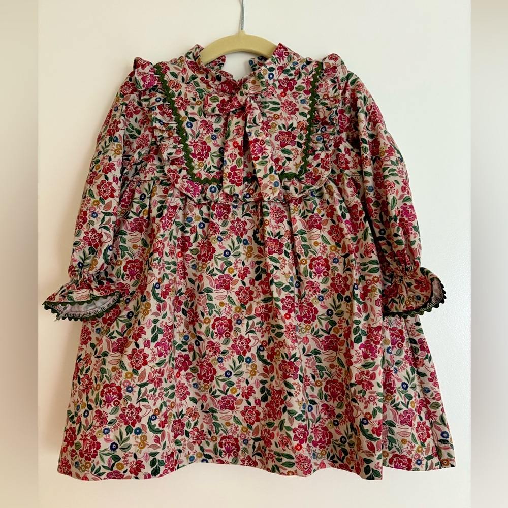 Floral Kids Dress with Ruffle Collar